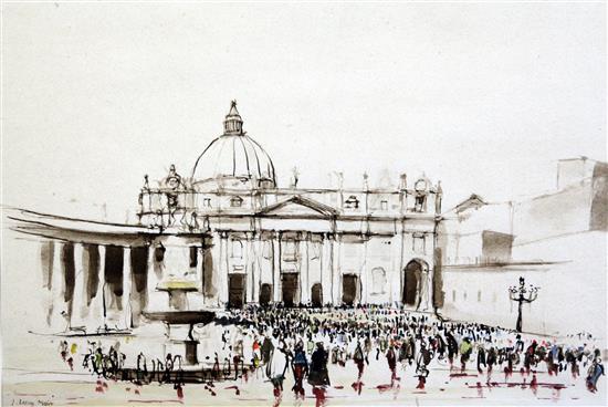 Irene Lesley Main (1959-) St Peters Basilica, Rome, 11.5 x 16.75in.